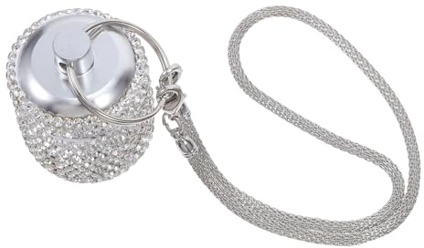 HONITANO Boîte à Pilules Portable en Métal Blanc Ornée de Cristaux avec Porte-Clés Mini Boîte à Pilules 18X3X3 CM pour Voyage Camping et Bureau Organisateur