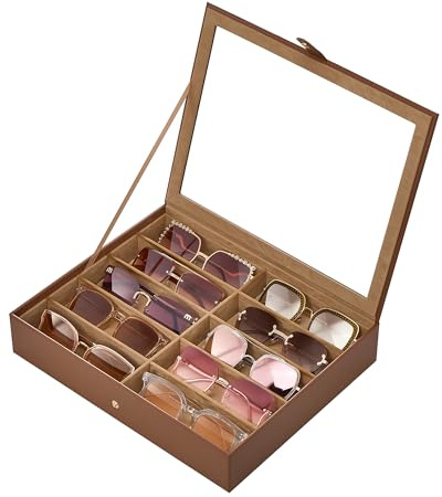 Lolalet Sonnenbrillen Aufbewahrung, Sonnenbrillen Organizer Box Brillen Display Case für mehrere Brillen mit transparentem Deckel für Männer Frauen