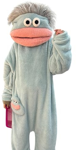 Silly Wearable Onesie, Funny Monster Hooded Fleece, Mysig ultramjuk plysch One-Piece Loungewear, for vuxna Familjen roligt Avkopplande(Blue-a,Small)
