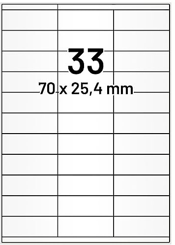 Labelident Laser-Etiketten 70 x 25,4 mm weiß - 33 Etiketten pro A4-Bogen - 16.500 Etiketten (500 DIN A4 Bögen) geeignet für Laser- & Inkjetdrucker