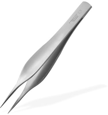 OTTO HERDER Splitterpinzette 11,3 cm aus Instrumentenstahl, Spitzpinzette mit Mikroverzahnung, medizinische Pinzette