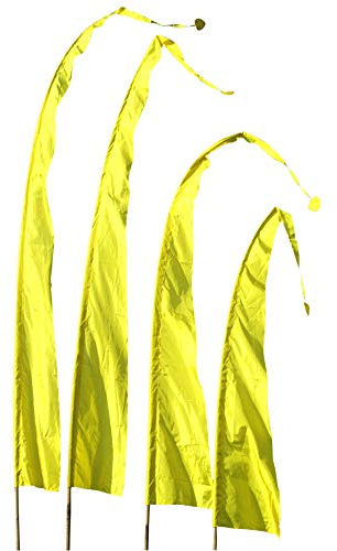 Bali Fahne 5m Ohne Stange | Gelb | Dekoration für Gartenhochzeit & Events | Wetterfeste Windfahne | Besondere Geschenkidee | Große Flagge Garten & Terrasse | Satin Umbul Umbul