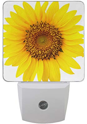 2 Pack Plug-in LED Night Light Lamp Yellow Sunflower Blossom Printing with Dusk to Dawn Sensor for Bedroom, Bathroom, Hallway, Stairways, 0.5W