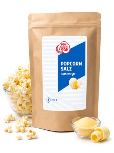 Popcornloop Butterstyle 300gr Popcornsalz mit Butteraroma Pudersalz Salz Popcorn Mais Gewürz zum Verfeinern Kochen Extrafein