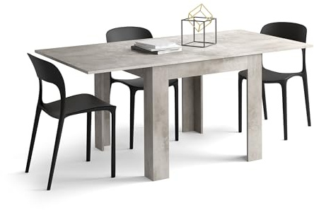 Mobili Fiver, Square extendable dining table, Eldorado, 90x(180) x90 cm, Concrete Effect, Grey, Made In Italy
