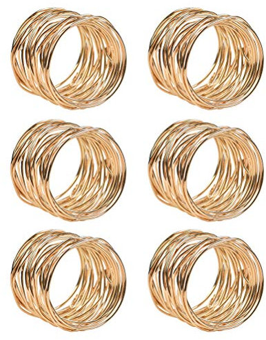 FOROREH Portatovaglioli 6pcs Anelli di tovagliolo di Metallo Dorato, Anello da Tavolo 4.2 * 3.6cm, per Matrimonio Banchetto Cena Decorazione da Tavola per Feste d'Oro (6 Pezzi)