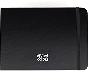Viviva VV276006 Skizzenbuch mit Kunstleder Einband für Aquarellfarben - 100 % Baumwolle, 40 Seiten, 20 Blatt a 300g/m² starkes Papier, 100% Säurefrei, cold pressed - A5, Weiß, A5 - 100% Baumwolle, 300g/m²