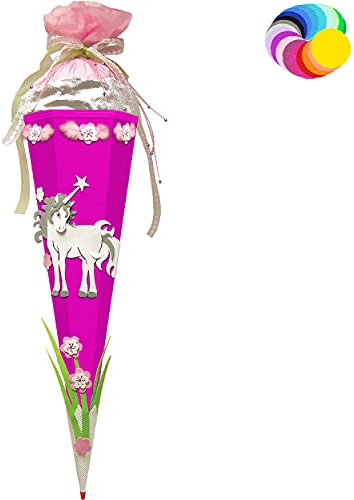 alles-meine.de GmbH Bastelset - Schultüte Farbe & Größe wählbar 70/85 / 100 cm - Einhorn - Farbe frei wählbar - Bastelschultüte - Zuckertüte zum selber Basteln Bemalen Bekl..