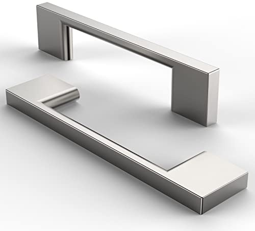FURNIWARE 10 Stück Möbelgriffe Schrankgriffe Küchengriffe Griffe Möbel Schubladengriffe Griffe für Küchenschränke Schränke Möbelgriffe Schubladengriffe 96mm Lochabstand Gebürstetes Satin-Nickel
