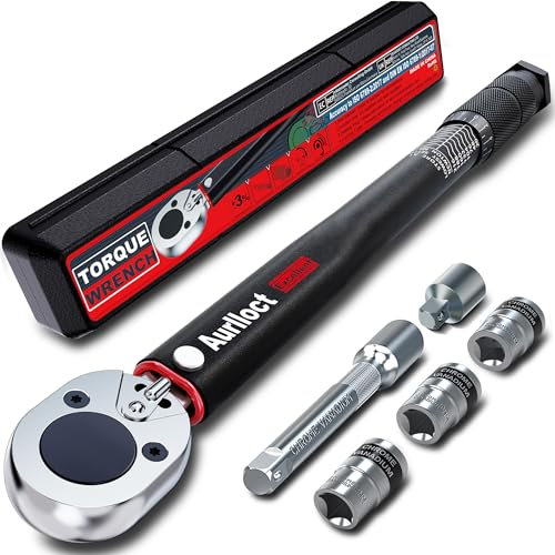 Aurlloct Chiave Dinamometrica 1/2, 20-230 Nm Chiavi Dinamometriche con Prolunga 12.5 cm, per Auto, Pneumatico di Piccoli Elettrodomestici, 6 pezzi