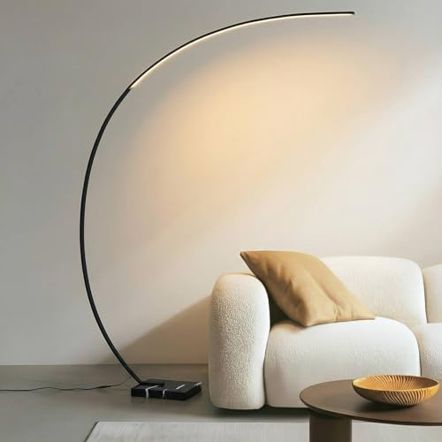 LED Lámpara de pie 'Kendra' (Moderno) en Negro hecho de Metal e.o. para Salón & Comedor (1 llama,) de Lindby | lámpara de arco, lámpara de pie