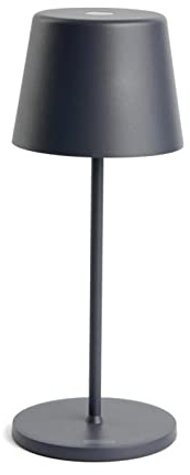 Pertrix LED Akku Gartentisch Leuchte Dunkelgrau stufenlos dimmbar - IP65 Tisch Lampe ohne Kabel für In-& Outdoor, 2700-3000K, 280 mm hoch, runde Tischlampe Esstisch, moderne LED Tischlampe Outdoor