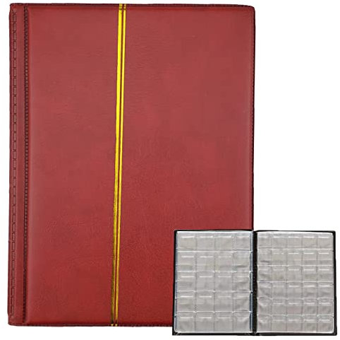 Album della Collezione di Monete, Album per Monete da 250 Tasche, Album per Raccolta Monete 10 Pagine, Raccoglitore per Collezione di Monete, Portamonete da Collezione, Raccoglitore Monete (Rosso)