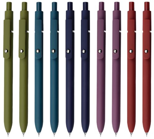 UIXJODO Gelstifte, 10 Stück kugelschreiber 0.5 mm schwarze Tinte, feine Spitze, glatte Schreibstifte, einziehbare Stifte für Tagebuch, Notizen, niedliches Büro, Schule, Geschenke (10 Stück Vintage)