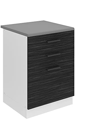 Belini Unterschrank SDSZ 60 cm, mit Arbeitsplatte, Königliches Ebenholz | Küche, Küchenunterschrank Breite, Küchenschränke, Küchenschrank mit Schubladen