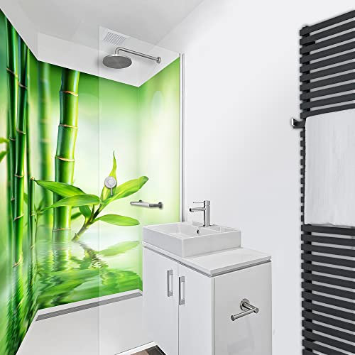 WANDFREUDE individuelle Duschrückwand Aluverbundplatte auf Maß (3 Stück - Bambus - Seidenmatt) – Dusche Wandverkleidung Duschwandverkleidung Duschrückwände