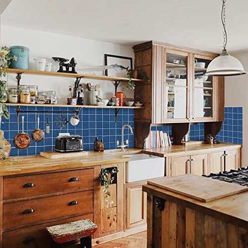 Alwayspon 25PcsX15cm/6inch Blue Mosaic Effect Thick Tile Sticker, Vinyl Peel and Stick Self-Adhesive Splashback Waterproof Stick on Tile Transfer Sticker for Kitchen Bathroom Wall
