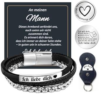 Lwkeay Weihnachtsgeschenke für Männer - Armband Herren - Ich Liebe Dich Geschenke für Ehemann Freund
