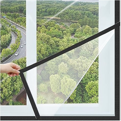 XPLKQXE Innenfenster-Isolierungsset, PET Klare Plastikfenster-Schrumpffolie, Fenster-Isolierfolie Für Die Ganze Saison (Farbe : Schwarz, Größe : 160x180cm)