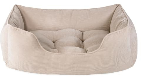 Rosewood Cord Square Dog Bed, Beige, Medium