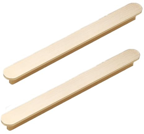 Lega di Alluminio Maniglia per Mobili Manopole di Armadio Maniglie a Corrimano Maniglione da Cucina Pomolo Tiretti Pomelli per Porta Oro Spazzolato 2 Pezzi (Hole distance 128mm)