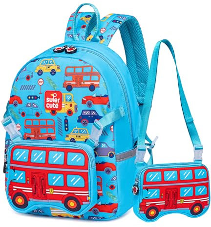 LOIDOU Kinderrucksack Jungen Kinderrucksack Tagesrucksack Vorschulrucksack Kleinkind Kindergartentasche Schulrucksack für Schule Kindergarten, Kraftfahrzeuge, Classic