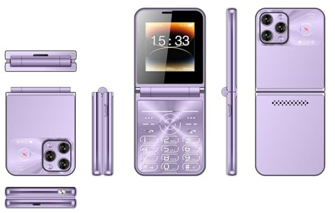 Annadue 2G Klapphandy, Klapphandy mit Großen Tasten und 2,6 Zoll Bildschirm, Klarem Ton, 4 Karten, 4 Standby Klapphandy für ältere Menschen mit LED Taschenlampe (Purple)