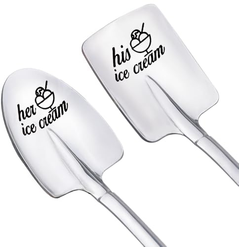 Girlfriend Boyfriend Valentines Gifts for Bf Gf Christmas Birthday Gift for Husband Wife Wedding Gift for Fiance Fiancee Engagement Gifts for Ice Cream Lovers His And Hers Gifts for Couple Spoon 2pcs