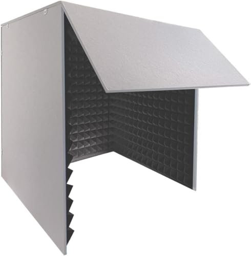 Tragbare Vocal Booth Cube Desktop-Schalldichte Abdeckung, vollständig geschlossenes Design für Studioaufnahmen, Grau/Schwarz