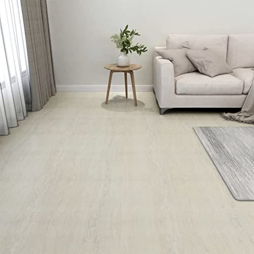 Baumaterialien, Bodenbelag & Teppichboden Selbstklebend Bodenbelag Dielen 20 Stück PVC 1,86 m² Creme
