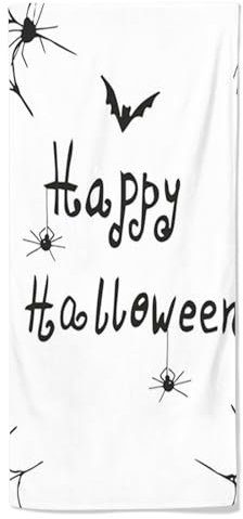 Serviette de bain à main en toile d'araignée noire et blanche, Happy Halloween, serviette pour le bout des doigts, ensemble de serviettes de cuisine, de salle de bain, de douche, de plage, de spa, de