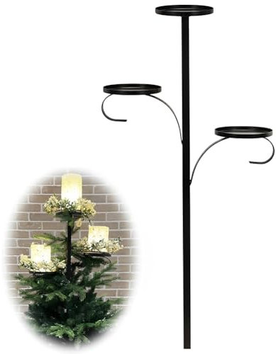 Portacandele in ferro a forma di albero di Natale, 3 piani, portacandele alto, decorazione luminosa per albero di Natale, sala da pranzo, 90 cm