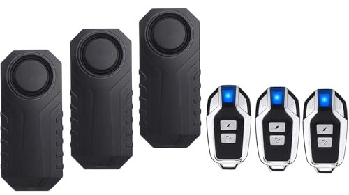 Mengshen Confezione da 3 allarmi antifurto antifurto per moto, scooter, rimorchio, bicicletta, finestra, auto, scooter elettrico, impermeabile IP65, 113 dB forte