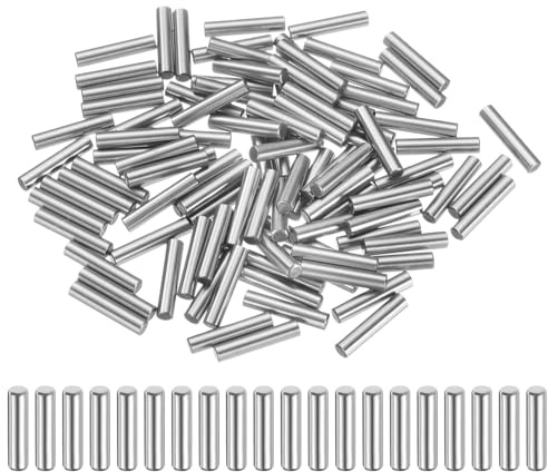 sourcing map 100 perni cilindrici in acciaio, 3 mm x 17 mm, perni cilindrici per mensole, elementi di fissaggio, picchetti in metallo, tolleranza +/- 0,02 mm, tonalità argento