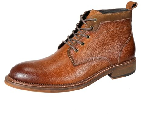 YFFUSHI Stivaletti Uomo in Pelle Vera Alla Caviglia con Lacci Scarpe Eleganti da Città, marrone, 45