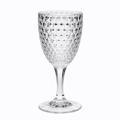 Set di 4 Bicchieri da Vino in Acrilico Eleganti e Resistenti, Design infrangibile, capacità 12 Once, per Uso Interno ed Esterno, Blu