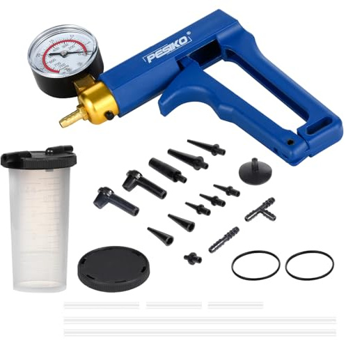 PESIKO Hand Vacuum Pump Brake Bleeder Kit, 2 in 1 Fluid Extractor Pump Vacuum Gauge Automotive for Motorcycle, Car, Truck Brake Fluid Tester