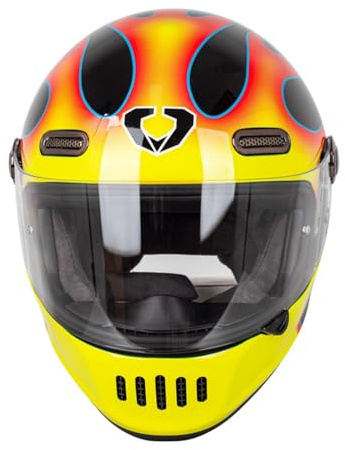 Kcolic Integralhelm Motorradhelm Vintage Retro Style Crashhelm ECE mit Visier, Motorrad Roller Retro Classic Crash Racing Touring M,Small