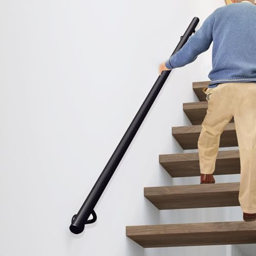 MSHGSKU Pasamanos de Escalera de Hierro Forjado para pasamanos de casa, Loft, Pasillo, balcón, Porche, barandilla de Escalera, Barra de Apoyo para Exteriores, 1 m, 150 cm, 240 cm, 3 m, 4 m