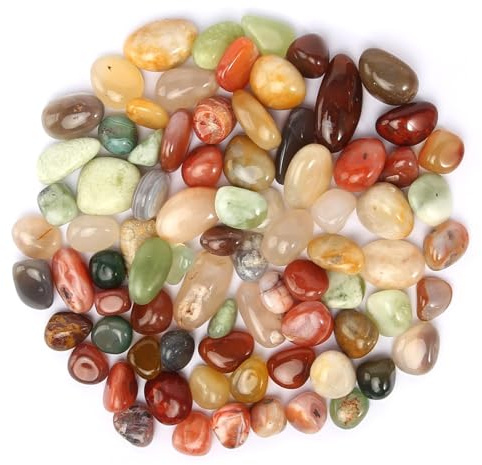 prota Naturliga färgglada trumstenar, 500 g färgglada trumstenar färgglad ädelsten mix, halvädelstenar i olika former 15 mm – 30 mm för skattjakt, dekorationer, helande stenar