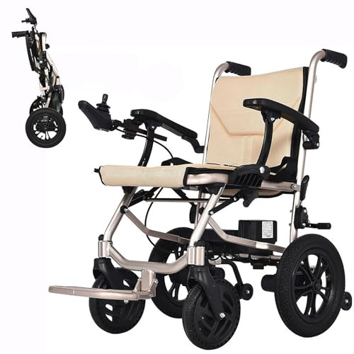 WAOBE Lightweight Foldable Electric Wheelchair for Adults 14.7 KG Portable Foldable Electric Mobility Wheelchair for Seniors Travel, 14.5-Mile Range, 6km/h Speed, 10Ah Lithium Battery