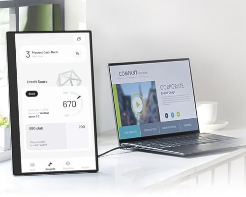 Tosuny Monitor Portátil Inalámbrico de 15,6 Pulgadas, Pantalla IPS de 1080P con Soporte, Pantalla Externa de Conectividad WiFi Dual y USB-C para Juegos de PC con Teléfono Portátil