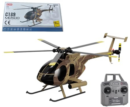 MD500 C189 Little Bird Ferngesteuerter Hubschrauber, 1:28 4-Kanal Einrotor RC Helikopter mit Sechsachsiges Gyroskop & 6G-Modus, Modellflugzeug für Erwachsene & Flugliebhaber, Outdoor Flight