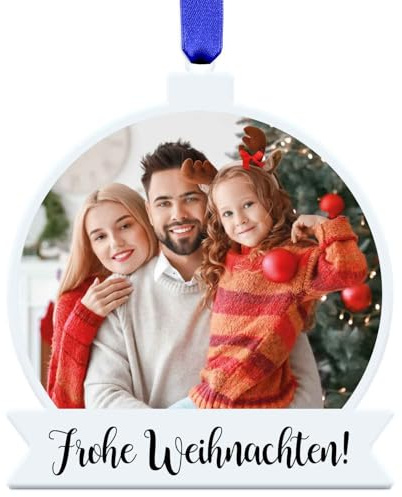 GRAVURZEILE Christbaumschmuck aus Acryl - Foto Kreis - Personalisiert mit Name & Foto - Weihnachtsanhänger - Weihnachtsbaum Dekoration - Geschenk für Familie, Freunde & Paare zu Weihnachten