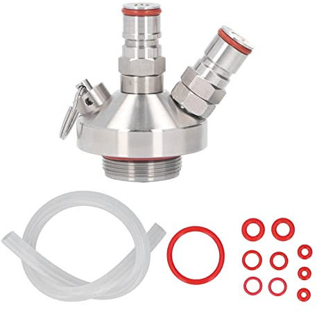 Mini dispensador de barril de doble bola, lanza de barril de acero inoxidable con manguera de cerveza de 40 pulgadas para elaboración casera, compatible con mini cultivadores