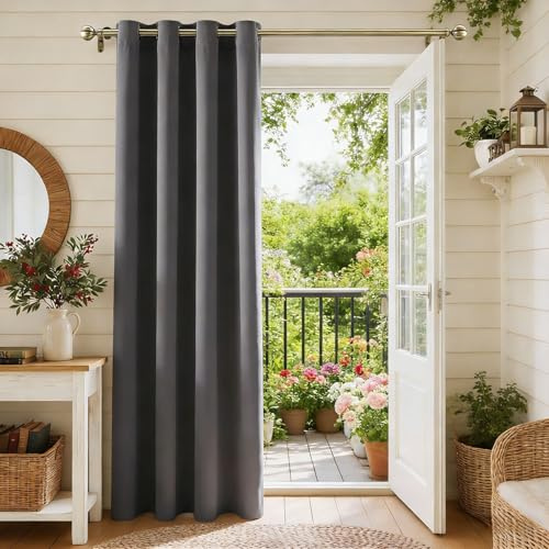 SUNLIMEI Tende Oscuranti per Interni 230 x 120 cm con Occhielli, Termica Isolante, Moderne Tenda Coprenti Elegante Tinta Unita, 1 Pezzi per Camera da Letto Soggiorno, Grigio Scuro