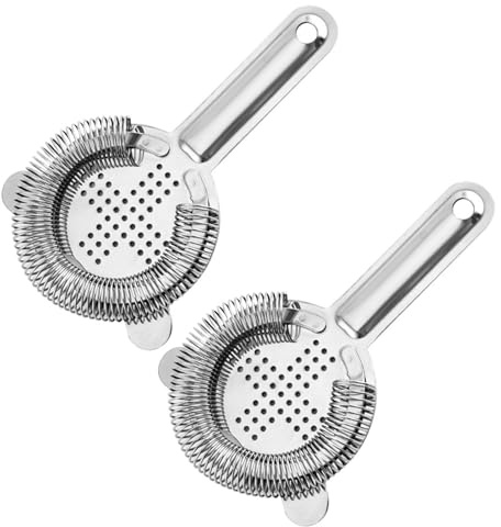 2 Piezas Colador de Cóctel de Acero Inoxidable, Colador Fino para Coctelera con Resorte, Accesorio de Bar Versátil para Filtrar Hielo y Fruta, Ideal para Mixólogos y Uso Doméstico