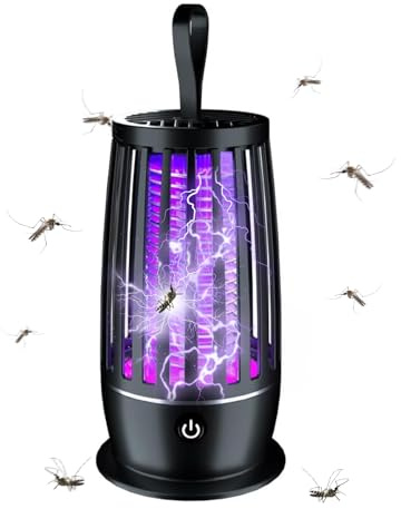 Lámpara Antimosquitos Electrico,Mata Mosquitos Electrico 5V 5W 395nm UV Lampara,Carga USB Lampara Antimosquitos & Luz Nocturna,para Interiores y Exteriores (Negro)