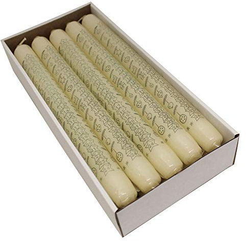 Ebersbacher Kerzenfabrik GmbH Adventskalenderkerzen Sterne Champagner mit goldenem Druck 10 Stück ca. (ØxH) 22 x 250 mm