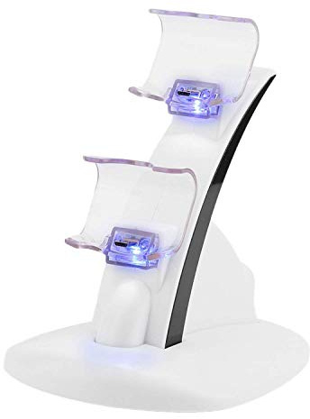 Fiween Controller Support Charger, Micro Dual Controller Holder Charger Support Fast Charging Station for Ps4 Controller White
